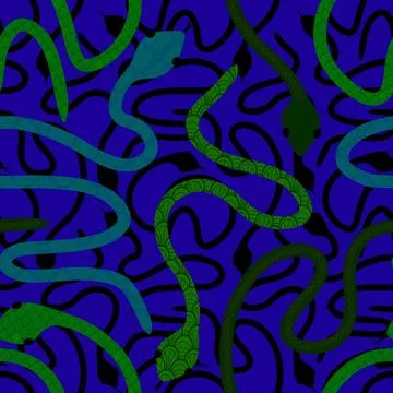 Cartoon animals seamless snake pattern for wrapping and kids new 2025 year 스톡 일러스트