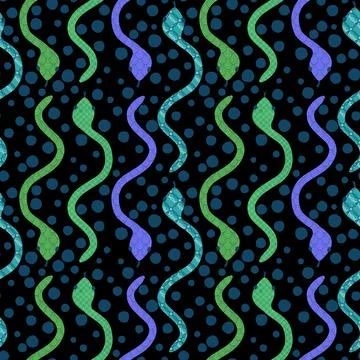 Cartoon animals seamless snake pattern for wrapping and kids new 2025 year 스톡 일러스트