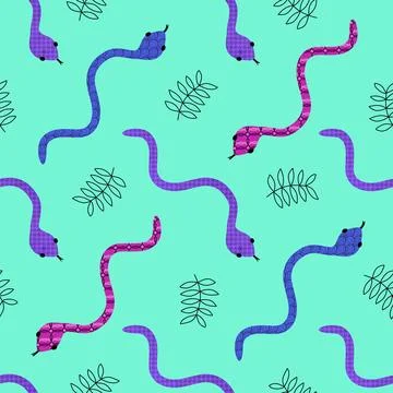Cartoon animals seamless snake pattern for wrapping and kids new 2025 year 스톡 일러스트