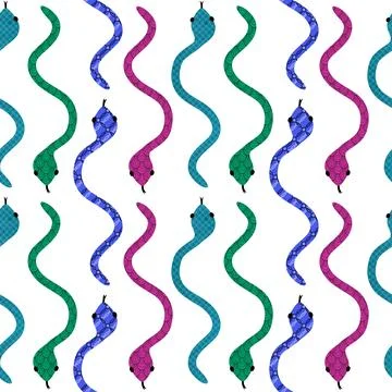 Cartoon animals seamless snake pattern for wrapping and kids new 2025 year 库存插图