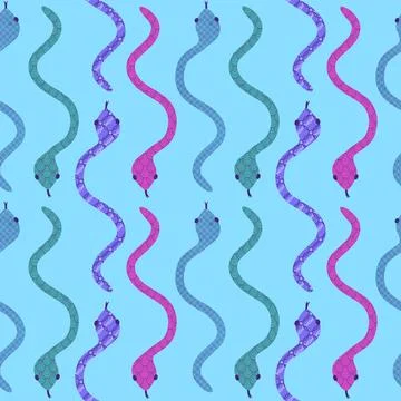 Cartoon animals seamless snake pattern for wrapping and kids new 2025 year イラスト素材