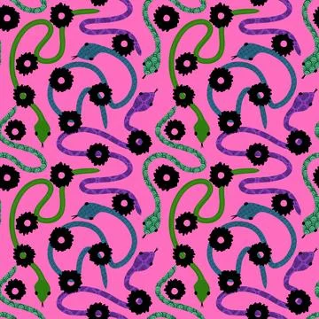 Cartoon animals seamless snake pattern for wrapping and kids new 2025 year 스톡 일러스트