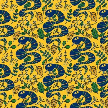 Cartoon animals seamless snake pattern for wrapping and kids new 2025 year Stock Illustration