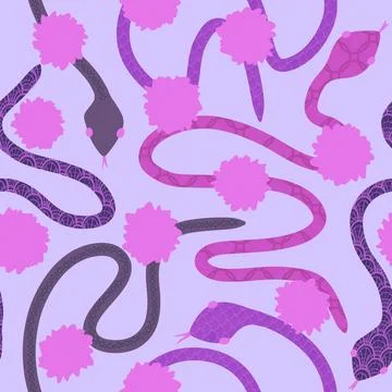 Cartoon animals seamless snake pattern for wrapping and kids new 2025 year Illustrazione stock