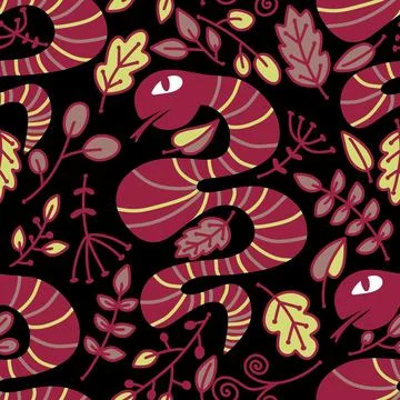 Cartoon animals seamless snake pattern for wrapping and kids new 2025 year イラスト素材