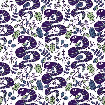 Cartoon animals seamless snake pattern for wrapping and kids new 2025 year 스톡 일러스트