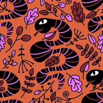 Cartoon animals seamless snake pattern for wrapping and kids new 2025 year 库存插图