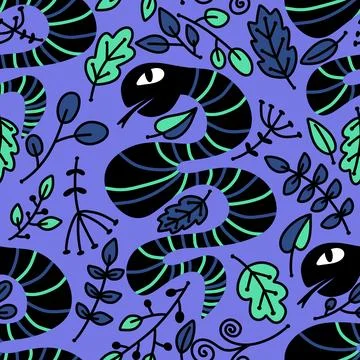 Cartoon animals seamless snake pattern for wrapping and kids new 2025 year 库存插图