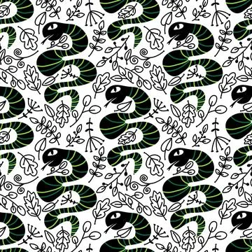 Cartoon animals seamless snake pattern for wrapping and kids new 2025 year イラスト素材