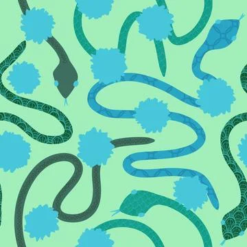 Cartoon animals seamless snake pattern for wrapping and kids new 2025 year 스톡 일러스트