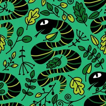 Cartoon animals seamless snake pattern for wrapping and kids new 2025 year 库存插图