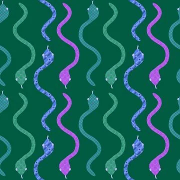 Cartoon animals seamless snake pattern for wrapping and kids new 2025 year 스톡 일러스트