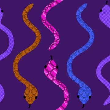 Cartoon animals seamless snake pattern for wrapping and kids new 2025 year イラスト素材