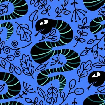 Cartoon animals seamless snake pattern for wrapping and kids new 2025 year Stockillustratie