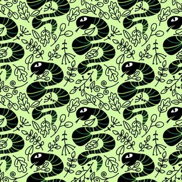 Cartoon animals seamless snake pattern for wrapping and kids new 2025 year 스톡 일러스트