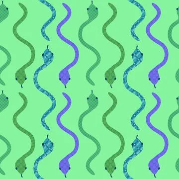 Cartoon animals seamless snake pattern for wrapping and kids new 2025 year イラスト素材