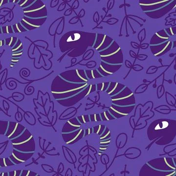 Cartoon animals seamless snake pattern for wrapping and kids new 2025 year 스톡 일러스트