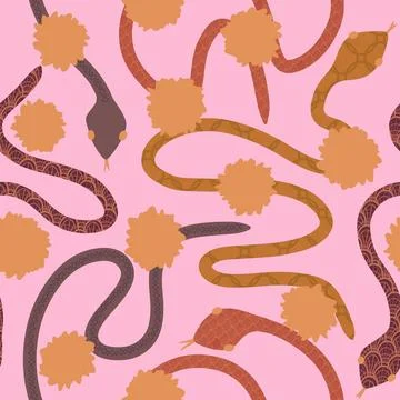 Cartoon animals seamless snake pattern for wrapping and kids new 2025 year Illustrazione stock