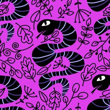 Cartoon animals seamless snake pattern for wrapping and kids new 2025 year 库存插图