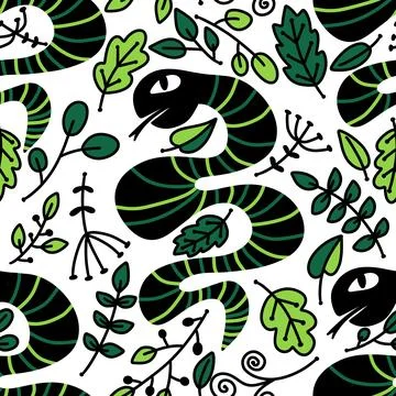 Cartoon animals seamless snake pattern for wrapping and kids new 2025 year 스톡 일러스트