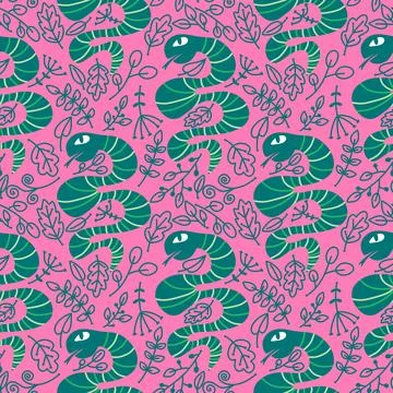 Cartoon animals seamless snake pattern for wrapping and kids new 2025 year 스톡 일러스트