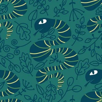 Cartoon animals seamless snake pattern for wrapping and kids new 2025 year 스톡 일러스트