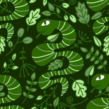 Cartoon animals seamless snake pattern for wrapping and kids new 2025 year Stockillustratie