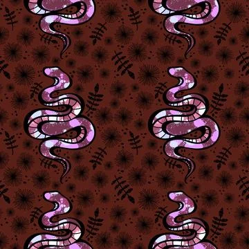 Cartoon animals seamless snake pattern for wrapping and kids new 2025 year Foto stock