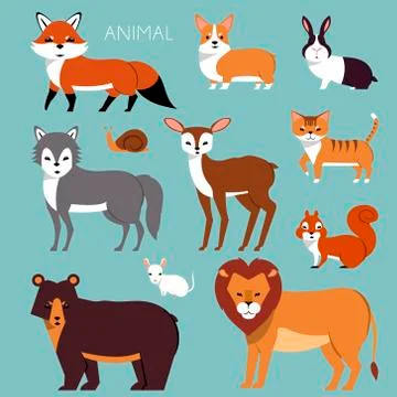 Cartoon animals set Stock Illustration