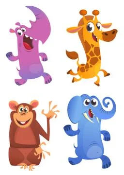 Cartoon animals set. Vector set of animals Stock Illustration