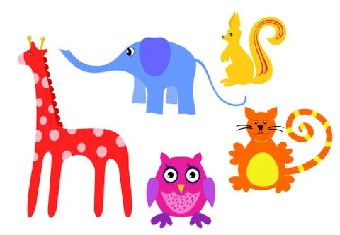 Cartoon Animals vector set Stock Illustration