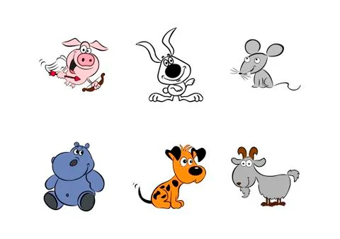 Cartoon animals on a white background Stock Illustration
