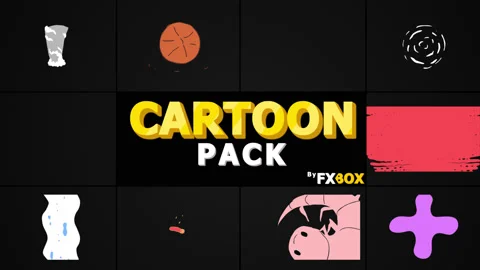 Cartoon Animated Elements and Transitions Pack Stock Footage 130914510
