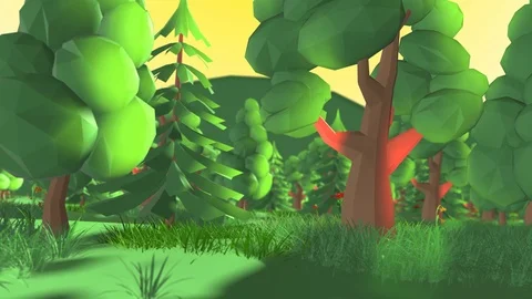 Cartoon animated green forest in mountai... | Stock Video | Pond5