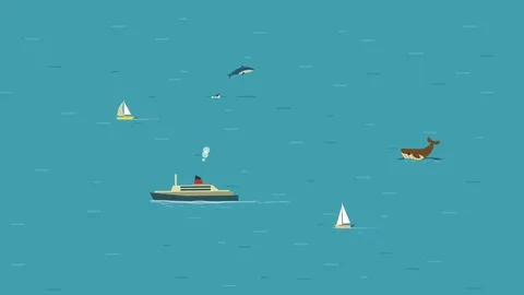 Cartoon animated ocean Stock Footage 74701597