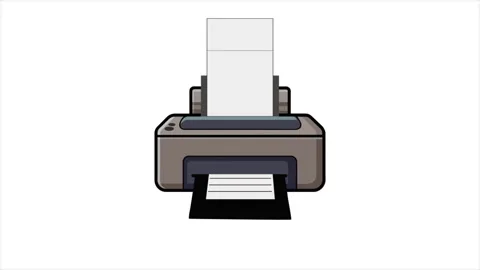 Cartoon animated printer printing multiple documents on paper 库存影片 341812253