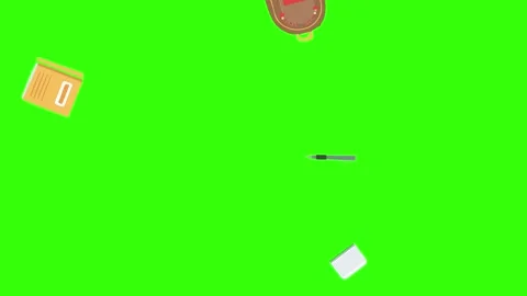 Cartoon animation of back to school object elements on green screen Stock Footage 314280191
