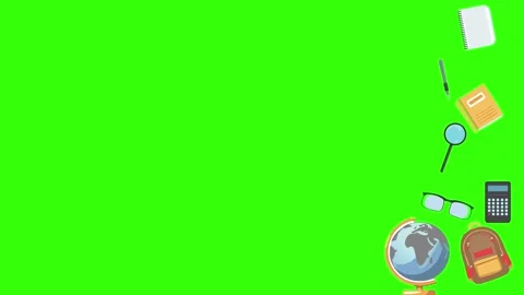 Cartoon animation of back to school object elements on green screen Stock Footage 314280200