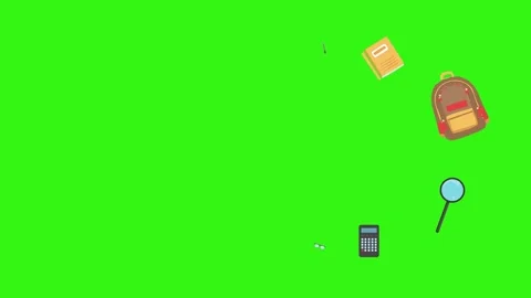 Cartoon animation of back to school object elements on green screen Stock Footage 314280219