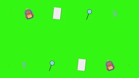 Cartoon animation of back to school object elements on green screen Stock Footage 314280227