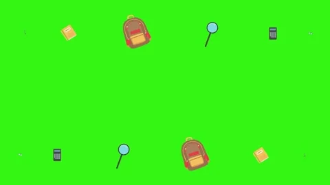 Cartoon animation of back to school object elements on green screen Stock Footage 314280228