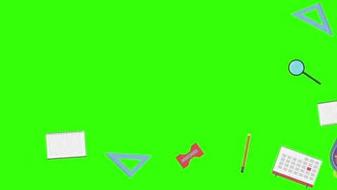 Cartoon animation of back to school object elements on green screen Stock Footage 314280259