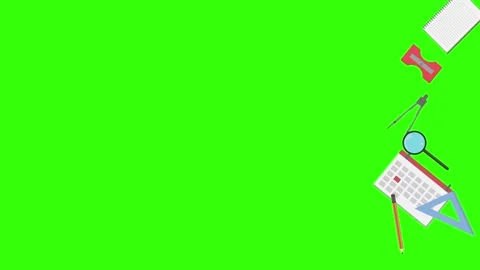Cartoon animation of back to school object elements on green screen Stock Footage 314280280