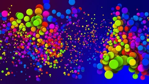 Cartoon animation of beautiful multi-colored circles like paint bubbles or dye Stock Footage 130039206