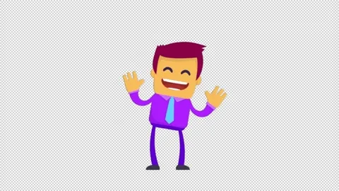 Cartoon  animation character on isolated background. Happy Office Manager Stock Footage 136795525