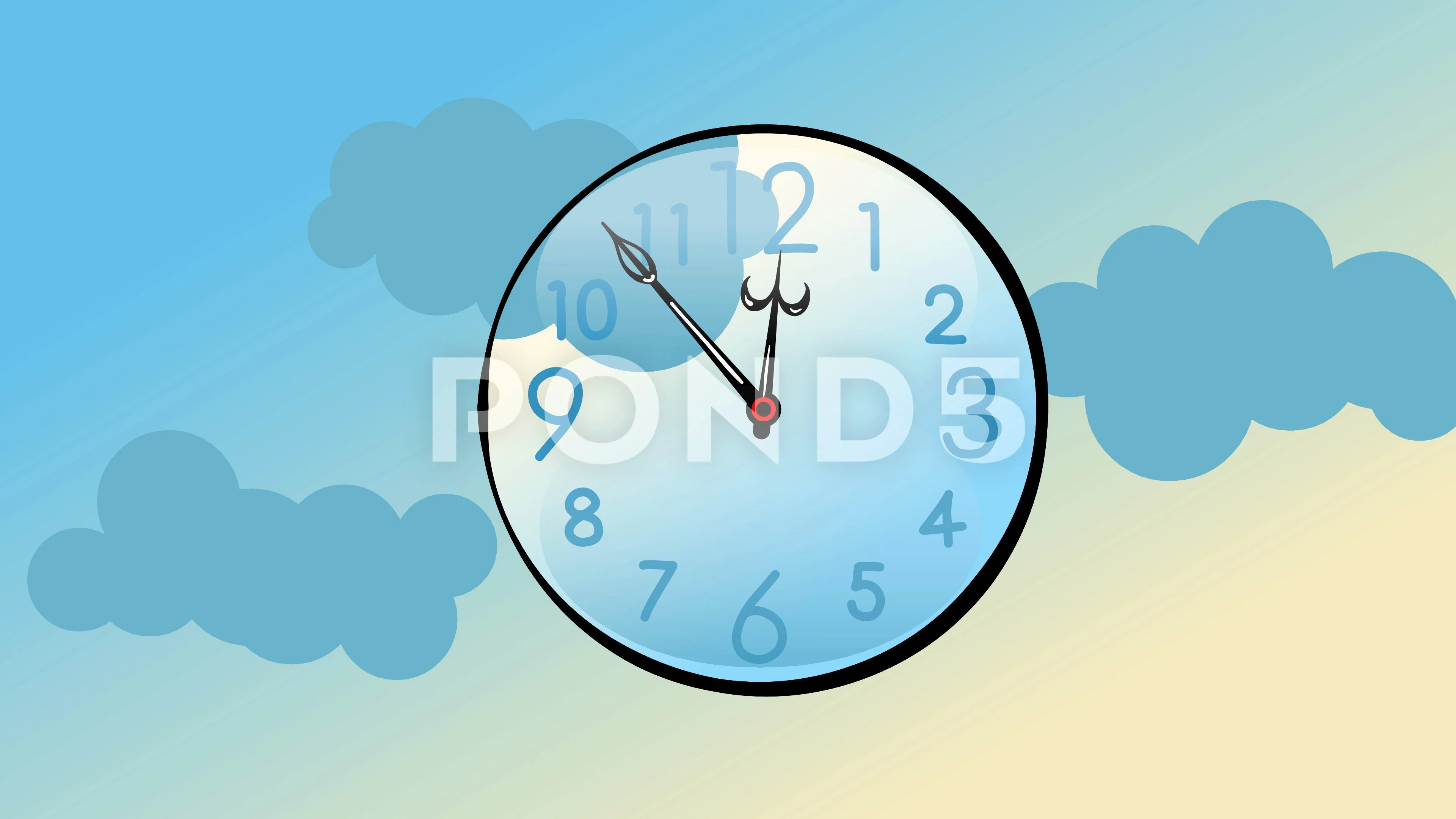 Cartoon animation of a clock in the sky ... | Stock Video | Pond5