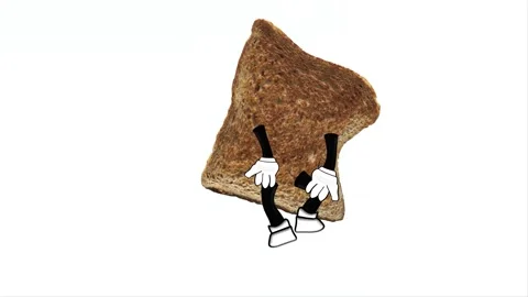 Cartoon animation - happy slice of brown bread toast jogging. 스톡 동영상 233594833