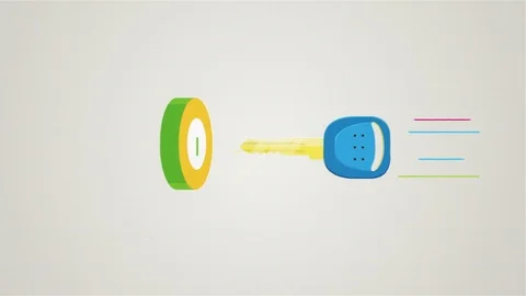 Cartoon animation with a key being inser... | Stock Video | Pond5