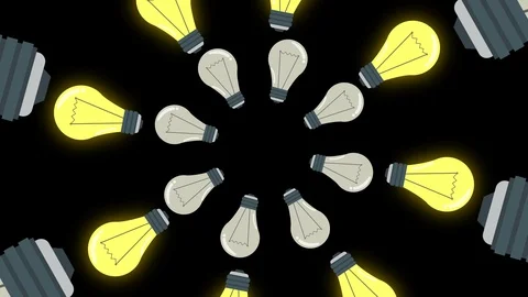 Cartoon animation of light bulbs loop. Abstract Bulbs Background. Creative Idea Stock Footage 91741726