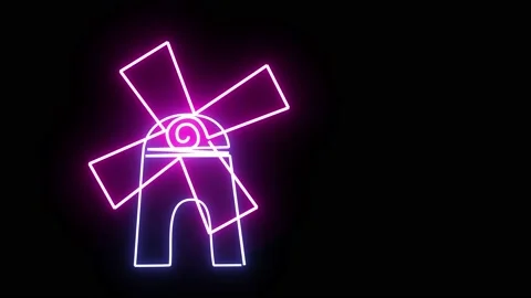 Cartoon animation of an old windmill with lighting. Stock Footage 199459361